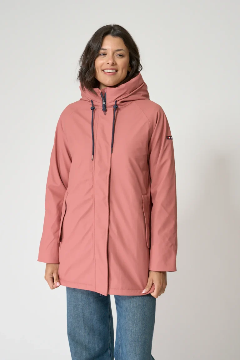 Chubasquero con forro interior a rayas rosa